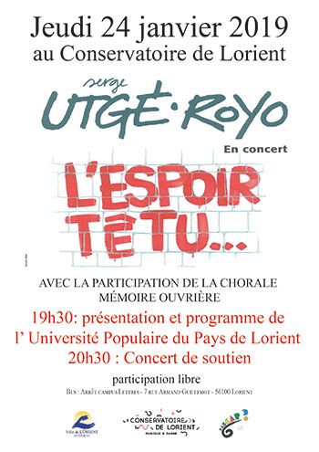 Jeudi 24 janvier, 20 h 30, à Lorient (56), Auditorium du Conservatoire
